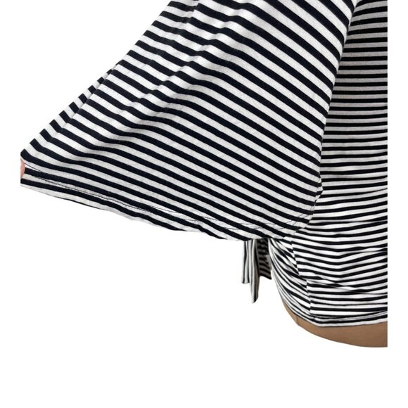 Joseph Ribcoff Side Tie Top Black White Stripe Size 2 Flutter Sleeve - Picture 4 of 7